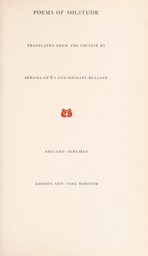 Cover for Poems of solitude