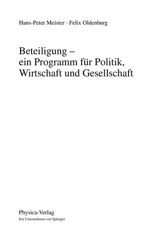 Cover for Beteiligung - ein Programm für Politik, Wirtschaft und Gesellschaft (German Edition)