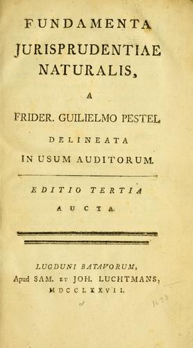 Cover for Fundamenta jurisprudentiae naturalis