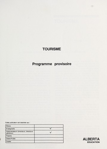 Cover for Tourisme