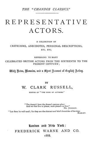 Cover for Representative actors