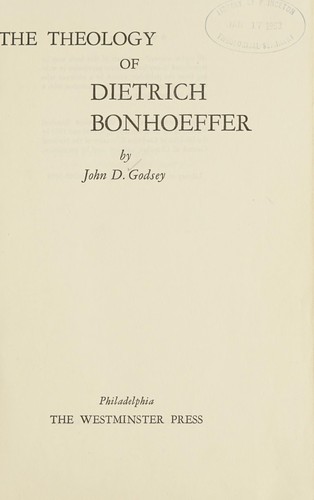 Cover for The theology of Dietrich Bonhoeffer.