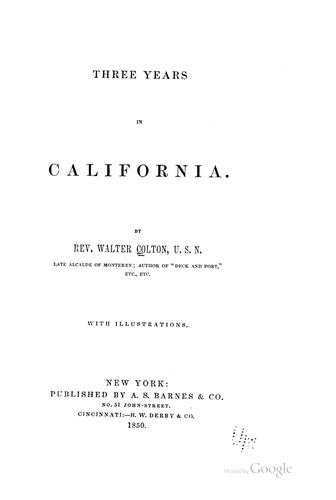 Cover for Three years in California