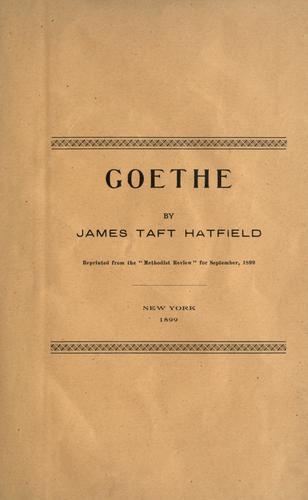 Cover for Goethe.