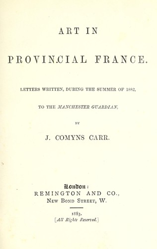 Cover for Art in provincial France