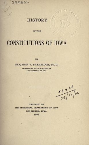 Cover for History of the Constitutions of Iowa.