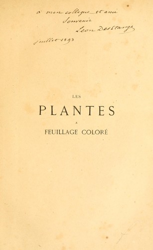 Cover for Les plantes a feuillage coloré