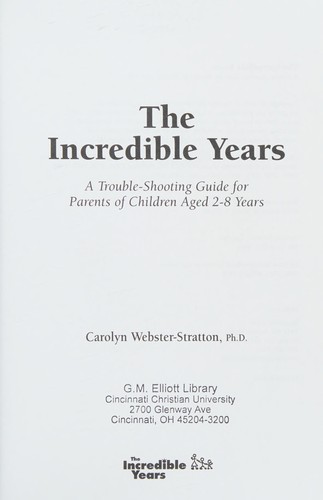 Cover for The incredible years