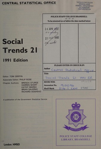 Cover for Social Trends No 21, 1991 (Social Trends)