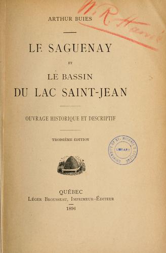 Cover for Le Saguenay et le bassin du Lac Saint-Jean