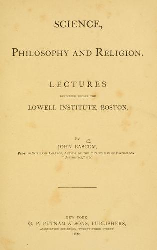 Cover for Science, philosophy and religion