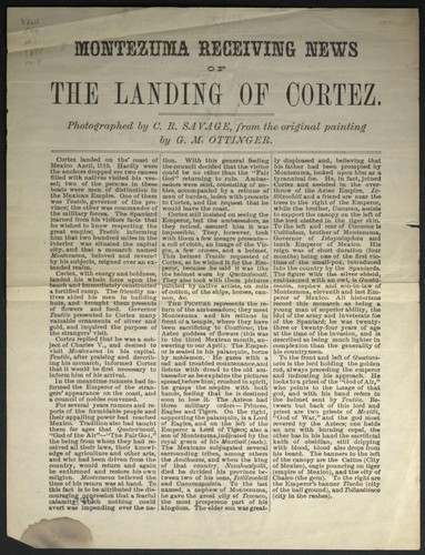 Cover for Montezuma receiving news of the landing of Cortez
