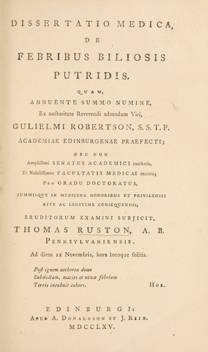 Cover for Dissertatio medica, de febribus biliosis putridis