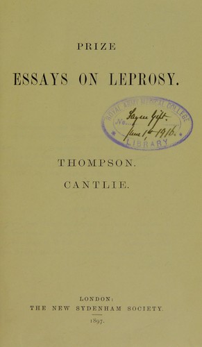Cover for Prize essays on leprosy