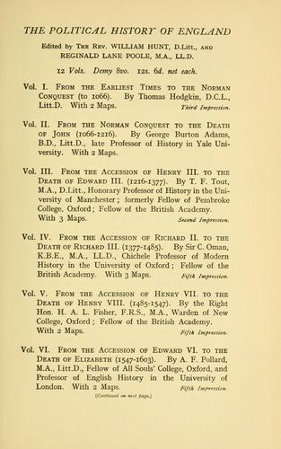 Cover for history of England during the reign of Victoria (1837-1907)