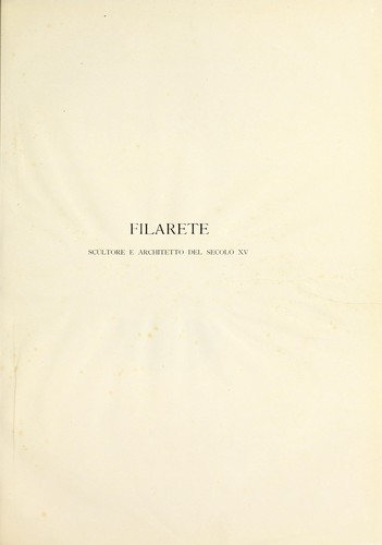 Cover for Filarete