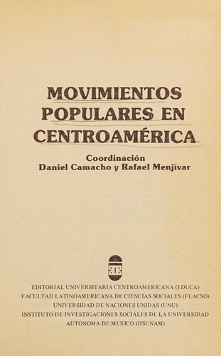 Cover for Movimientos populares en Centroamérica