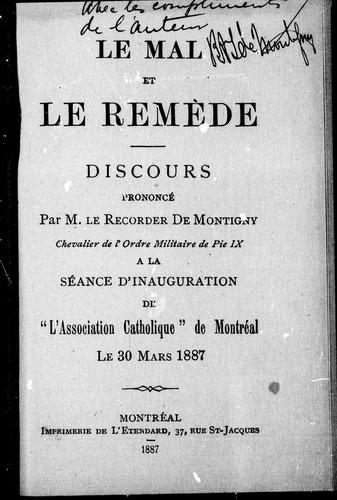 Cover for Le mal et le remède