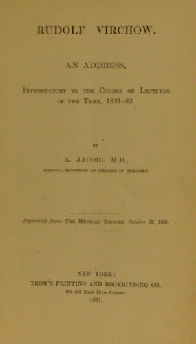 Cover for Rudolf Virchow