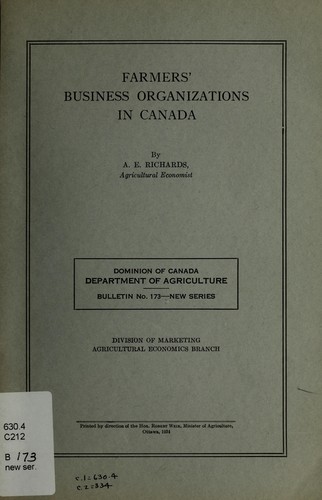 Cover for Farmers' business organizations in Canada