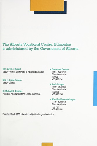Cover for Alberta Vocational Centre, Edmonton