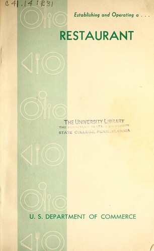 Cover for Establishing and operating a restaurant.