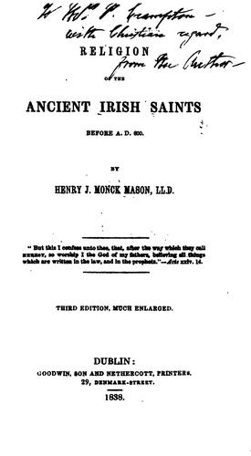 Cover for Religion of the Ancient Irish Saints: Before A.D. 600