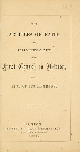 Cover for The articles of faith and covenant of the First Church in Newton