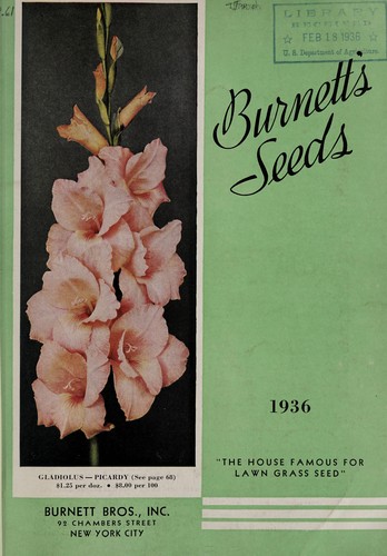 Cover for Burnett's seeds, 1936