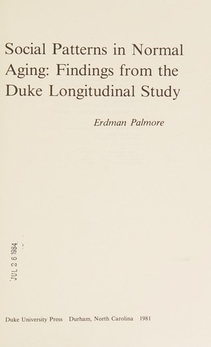Cover for Social patterns in normal aging