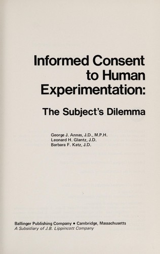 Cover for Informed consent to human experimentation