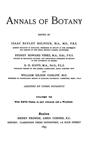 Cover for Annals of Botany ...