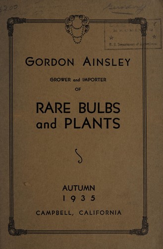 Cover for Gordon Ainsley, grower and importer of rare bulbs and plants