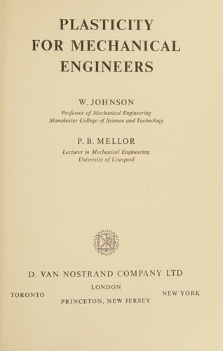 Cover for Plasticity for mechanical engineers