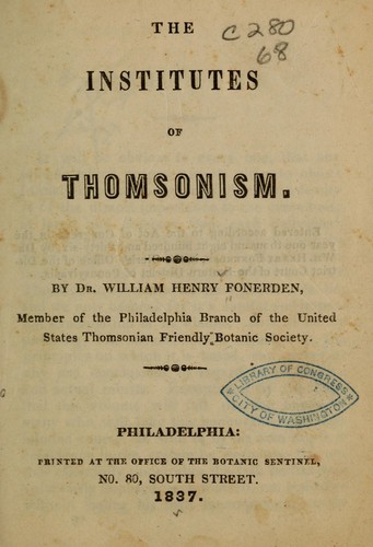 Cover for The institutes of Thomsonism