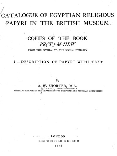 Cover for Catalogue of Egyptian religious papyri in The British Museum