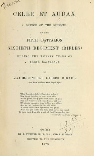 Cover for Celer et Audax, a sketch of the services of the Fifth Battalion