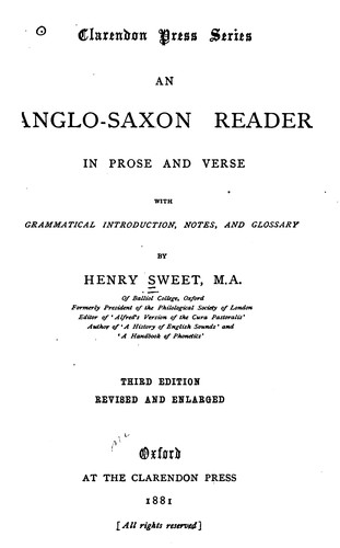 Cover for An Anglo-Saxon Reader in Prose and Verse: With Grammatical Introduction, Notes and Glossary