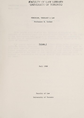 Cover for Feminism, theology & law