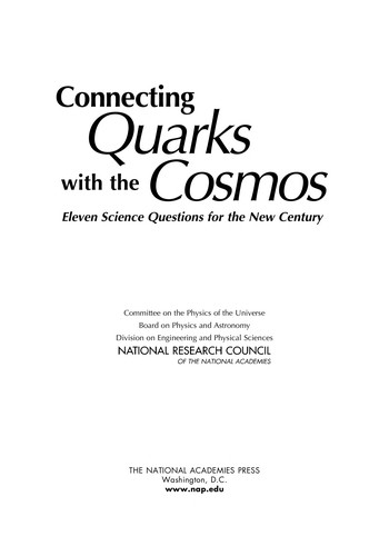 Cover for Connecting quarks with the cosmos