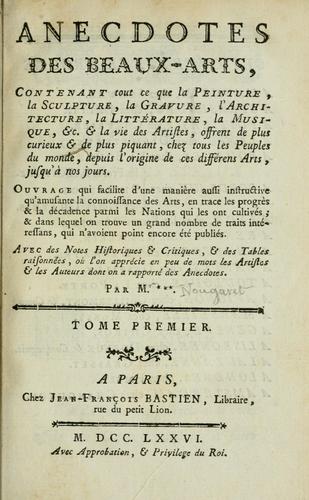 Cover for Anecdotes des beaux-arts
