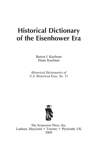 Cover for Historical dictionary of the Eisenhower era