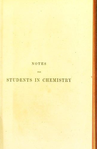Cover for Notes for students in chemistry