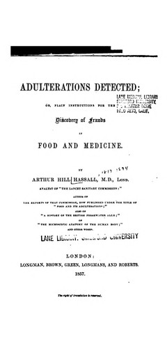 Cover for Adulterations detected; or, Plain instructions for the discovery of frauds in food and medicine.
