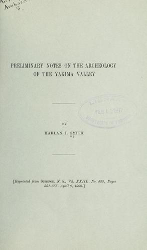 Cover for Preliminary notes on the archeology of the Yakima Valley.