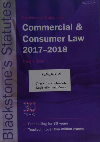 Cover for Blackstone's Statutes on Commercial and Consumer Law 2017-2018