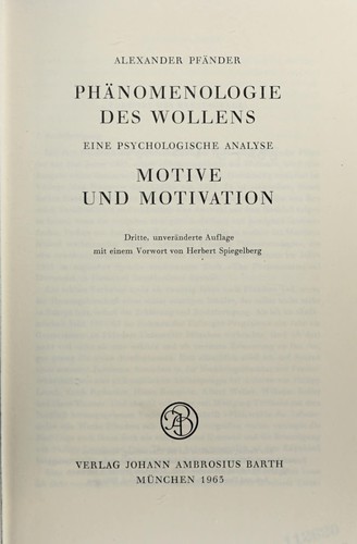 Cover for Phänomenologie des Wollens