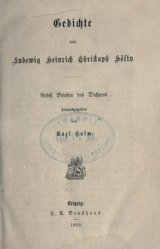 Cover for Gedichte von Ludewig Heinrich Christoph Hölty.