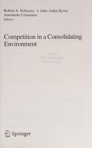 Cover for Competition in a consolidating environment