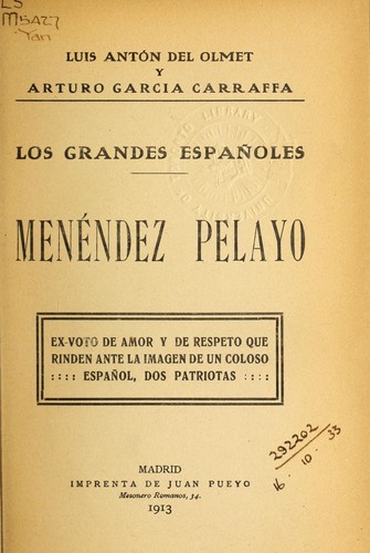 Cover for Menéndez Pelayo